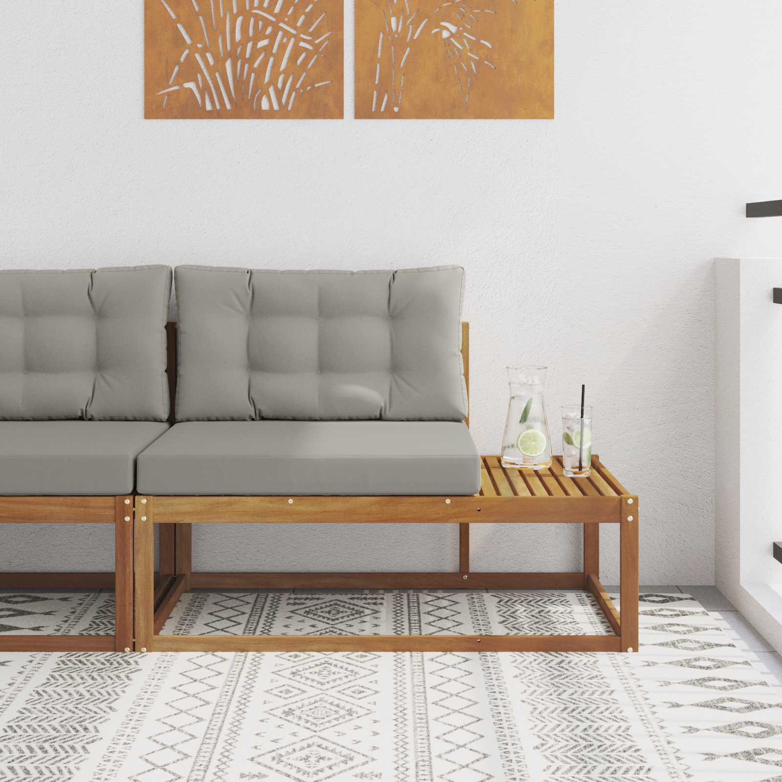 Buiten Eindbank Naturel 115 x 83 x 73 cm Massief Acaciahout