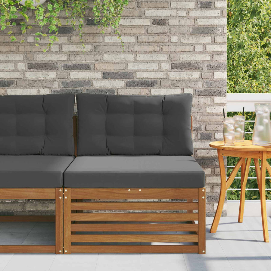 Buitenzitmiddelsofa Massief Acaciahout Naturel Natuurlijk en antraciet