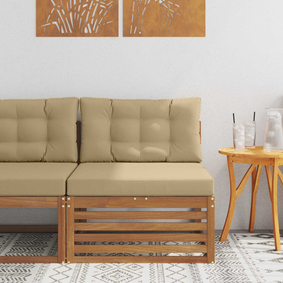 Buitenzitmiddelsofa Massief Acaciahout Naturel Natuurlijk en beige