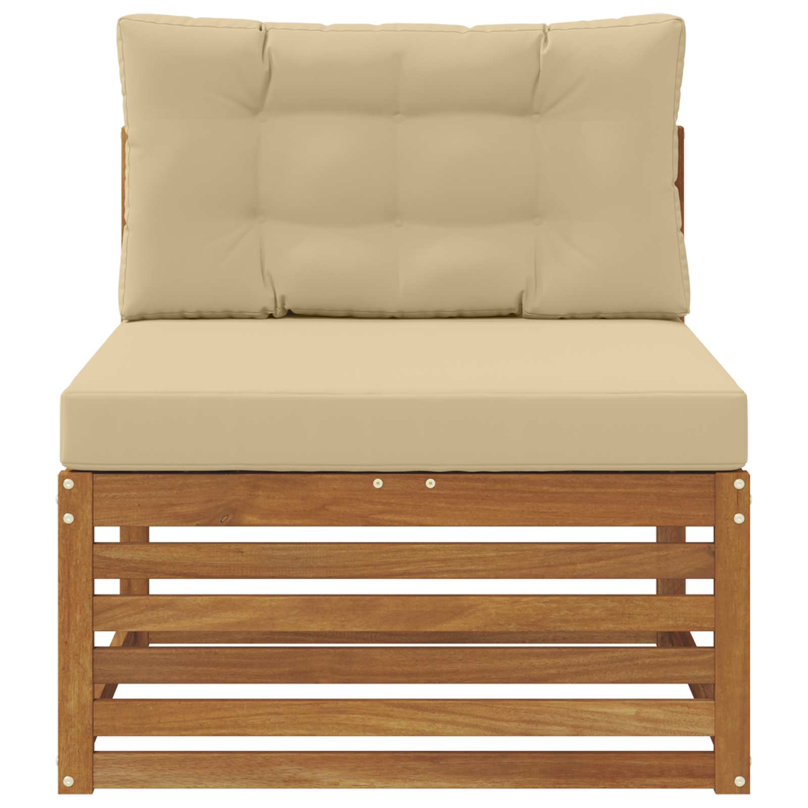 Buitenzitmiddelsofa Massief Acaciahout Naturel Natuurlijk en beige