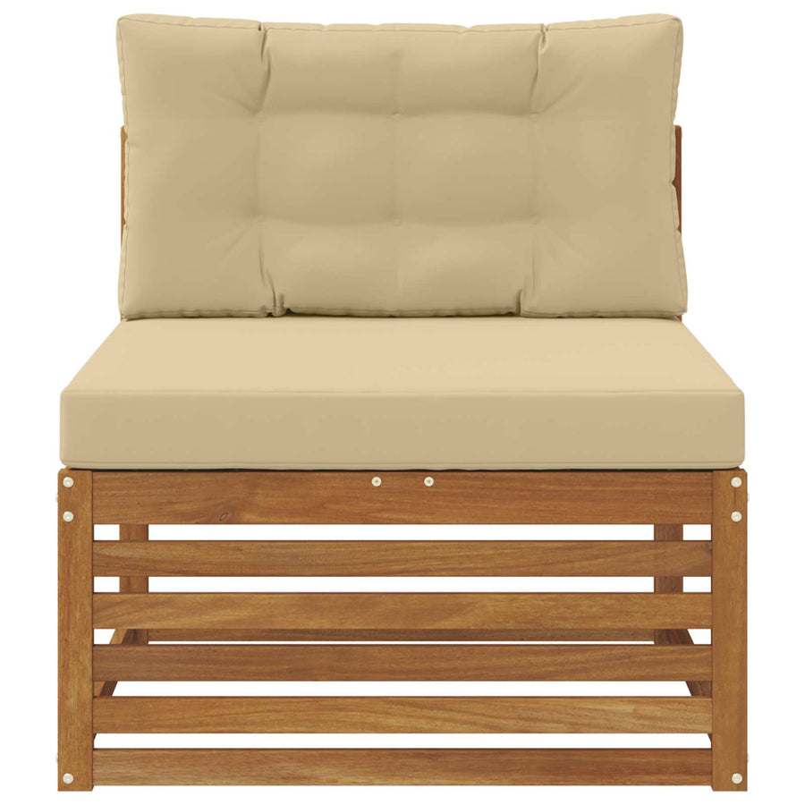 Buitenzitmiddelsofa Massief Acaciahout Naturel Natuurlijk en beige