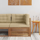 Outdoor Corner Sofa Solid Acacia Wood Natural