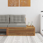 Outdoor End Bench with Cushion 3 Piece Natural 115 x 83 x 73 cm
