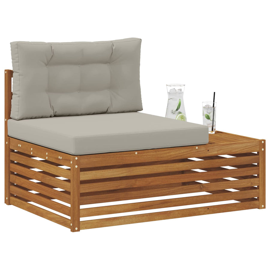 Buiten Eindbank met kussen 3 Stuk Naturel 115 x 83 x 73 cm