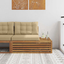 Buiten Eindbank met kussen 3 Stuk Naturel 115 x 83 x 73 cm