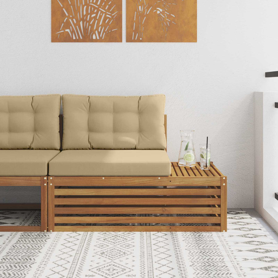 Buiten Eindbank met kussen 3 Stuk Naturel 115 x 83 x 73 cm
