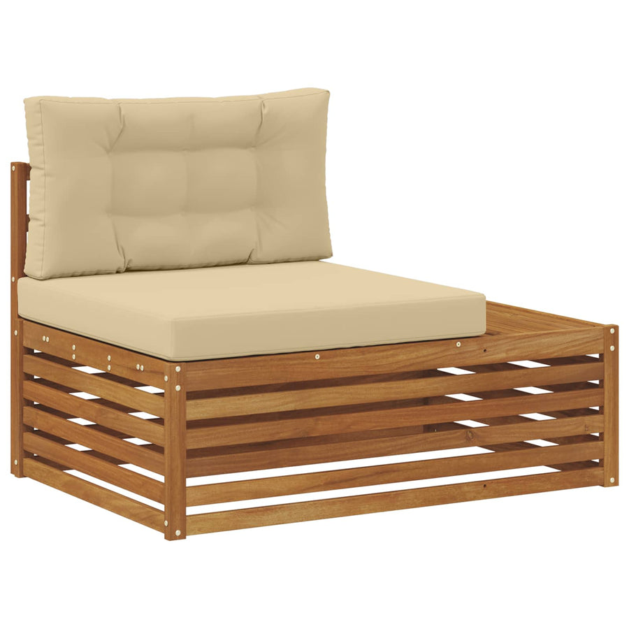 Buiten Eindbank met kussen 3 Stuk Naturel 115 x 83 x 73 cm