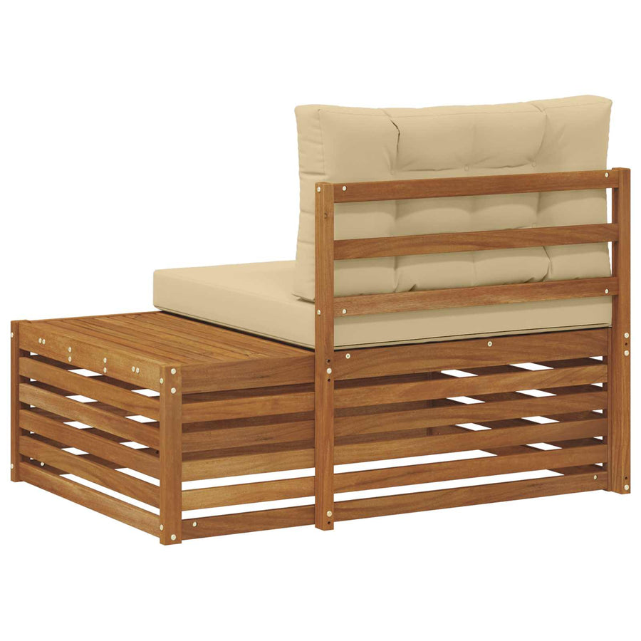 Buiten Eindbank met kussen 3 Stuk Naturel 115 x 83 x 73 cm