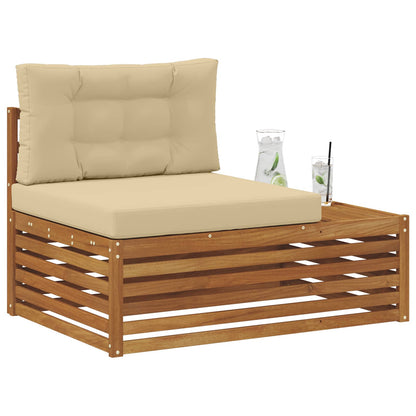 Buiten Eindbank met kussen 3 Stuk Naturel 115 x 83 x 73 cm