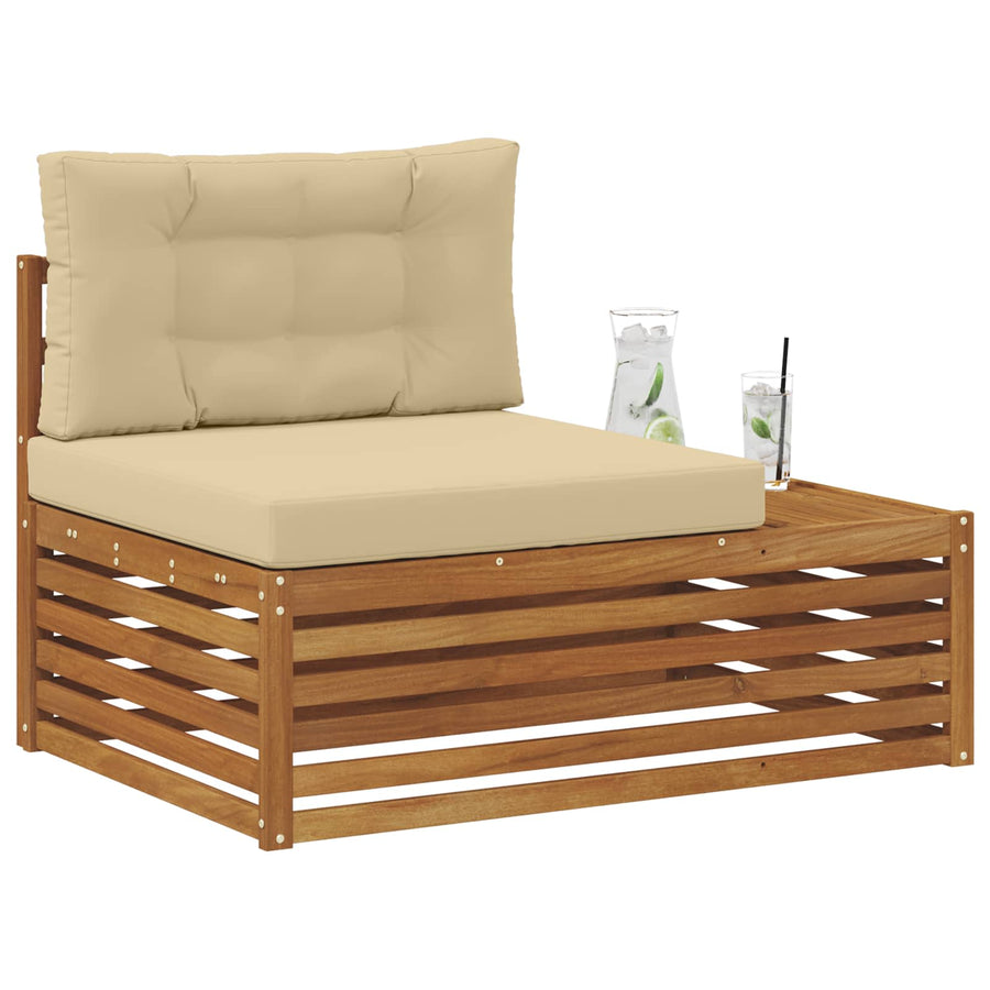 Buiten Eindbank met kussen 3 Stuk Naturel 115 x 83 x 73 cm