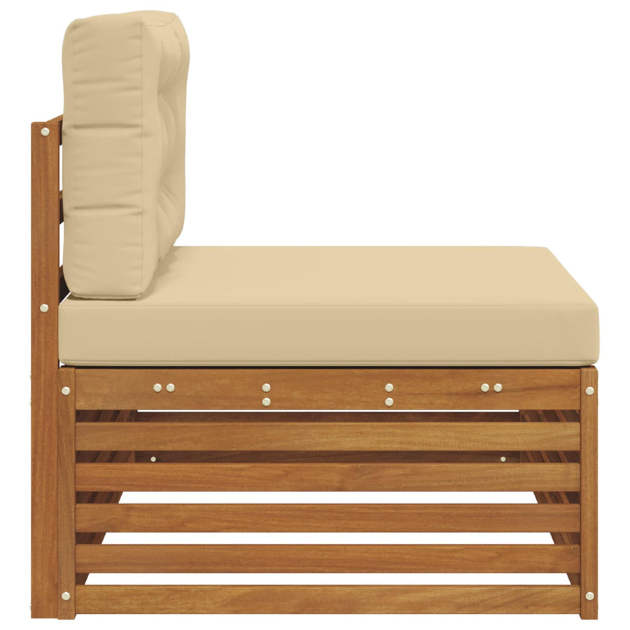 Buiten Eindbank met kussen 3 Stuk Naturel 115 x 83 x 73 cm