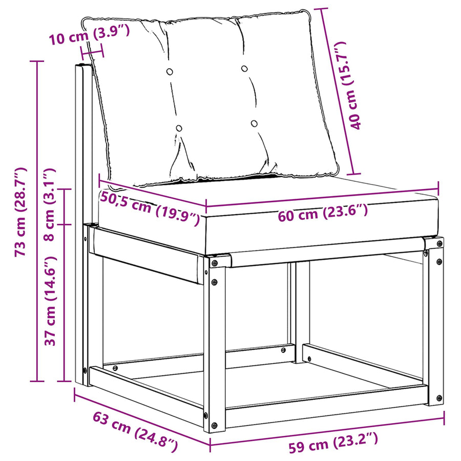 Buitenzitmiddelsofa Massief acaciahout en Textilene Stof