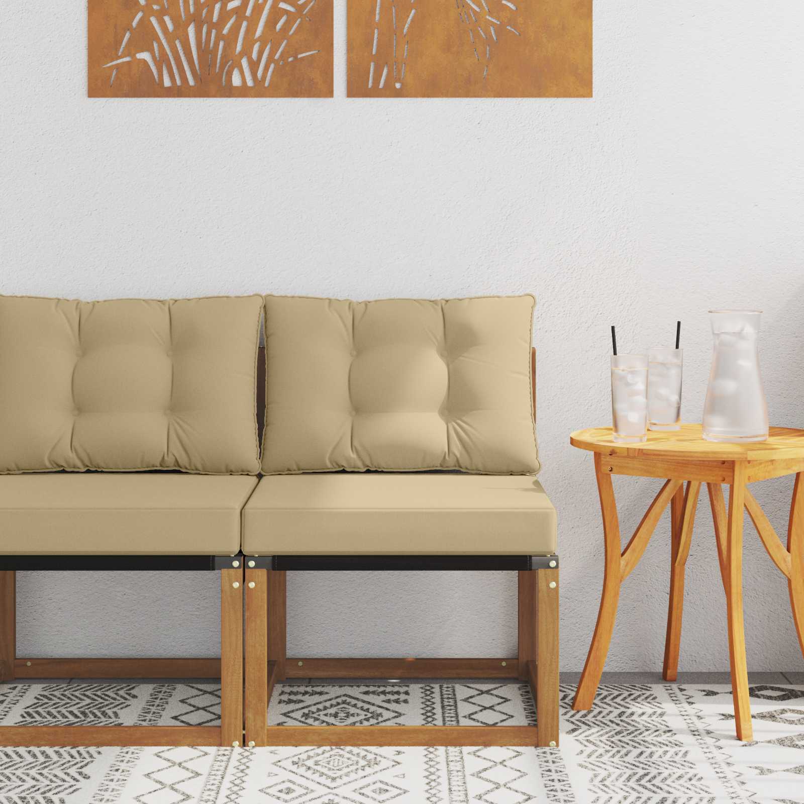 Buitenzitmiddelsofa Massief acaciahout en Textilene Stof