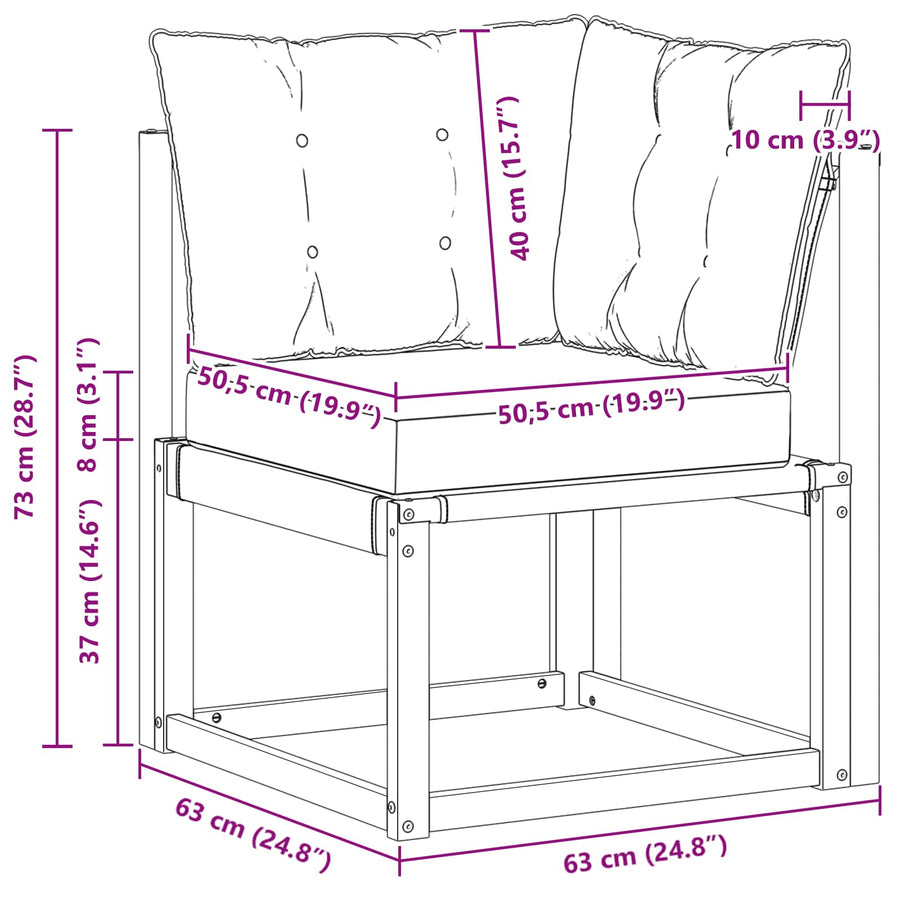 Buiten Hoek Sofa Massief acaciahout en textilene stof Naturel