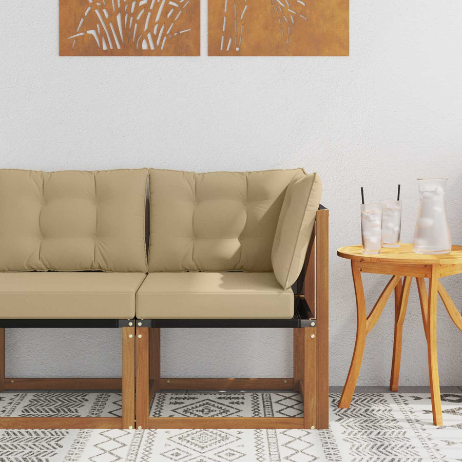 Buiten Hoek Sofa Massief acaciahout en textilene stof Naturel