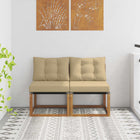 2-Piece Outdoor Middle Sofa Solid Acacia Wood and Textilene Fabric