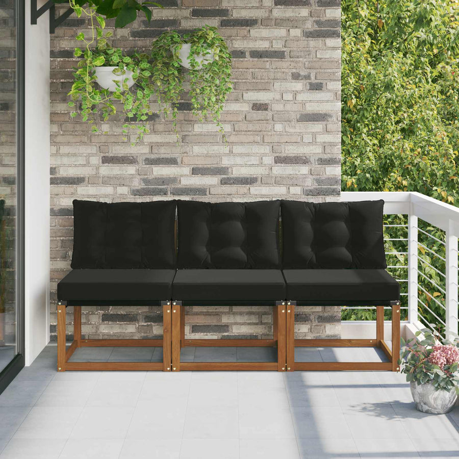 3 Stuk Buitenzitmiddelsofa Massief acaciahout en textilene stof