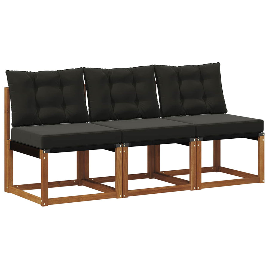 3 Stuk Buitenzitmiddelsofa Massief acaciahout en textilene stof