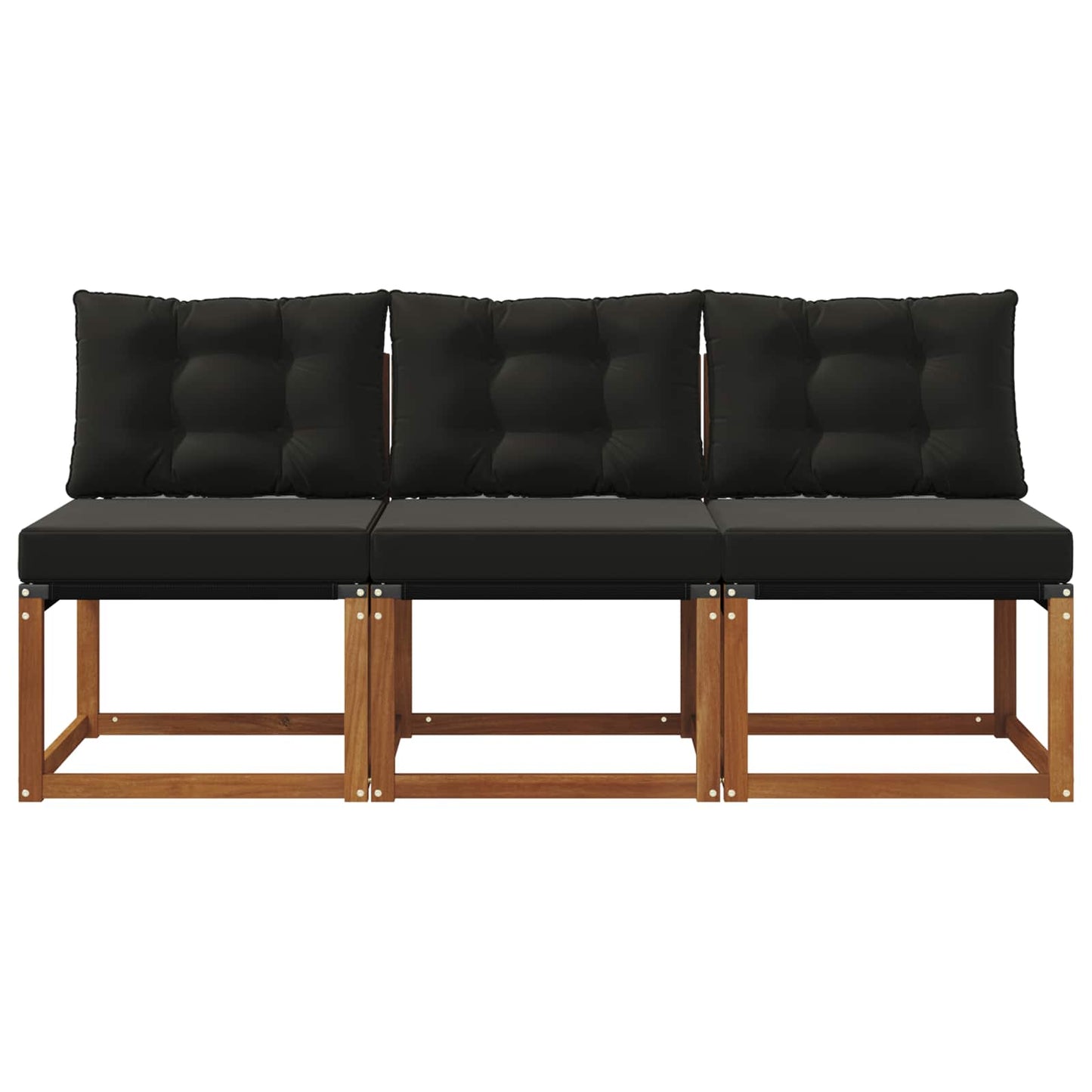 3 Stuk Buitenzitmiddelsofa Massief acaciahout en textilene stof