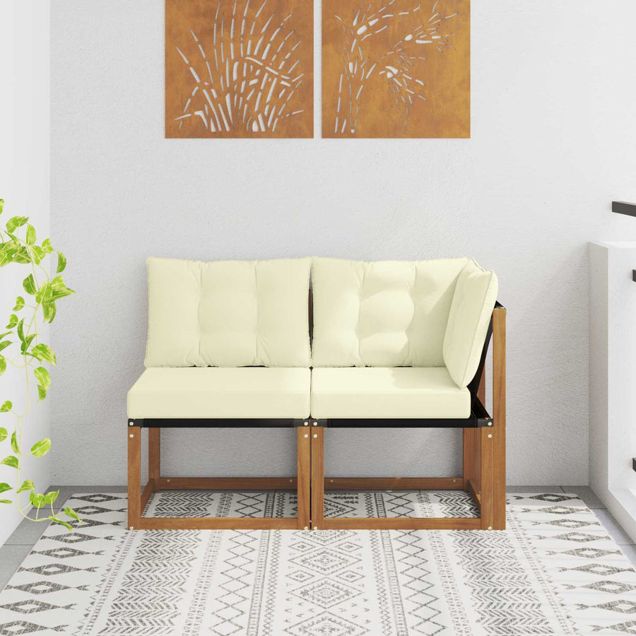 Outdoor Midden- en Hoeksalon met kussen 2 Stuk Naturel