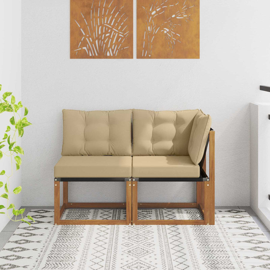 Outdoor Midden- en Hoeksalon met kussen 2 Stuk Naturel