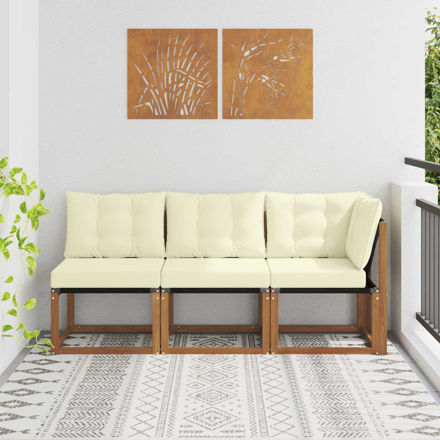 Outdoor Midden- en Hoeksalon met kussen 3 Stuk Naturel