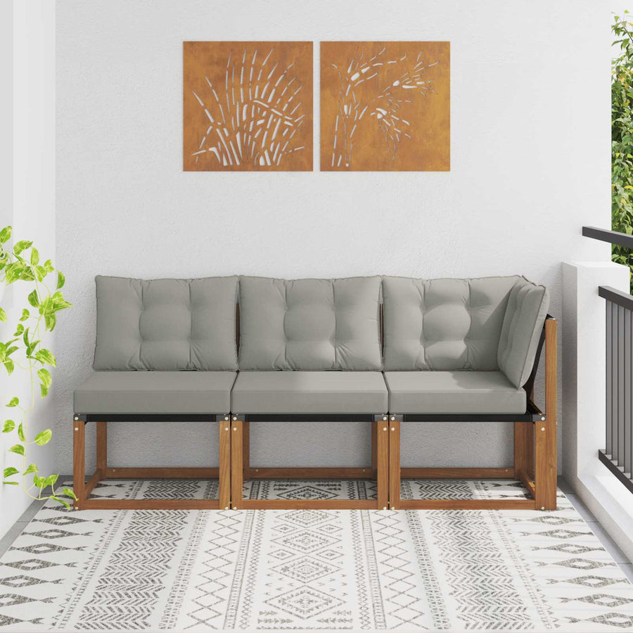 Outdoor Midden- en Hoeksalon met kussen 3 Stuk Naturel