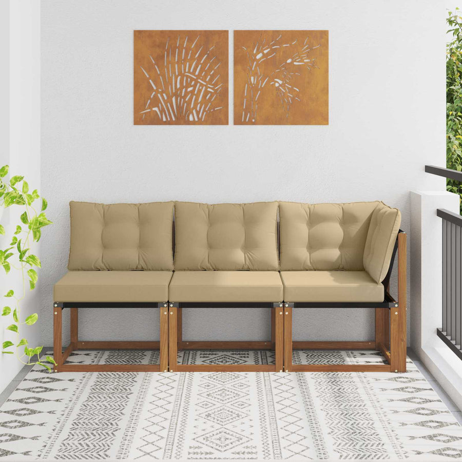 Outdoor Midden- en Hoeksalon met kussen 3 Stuk Naturel