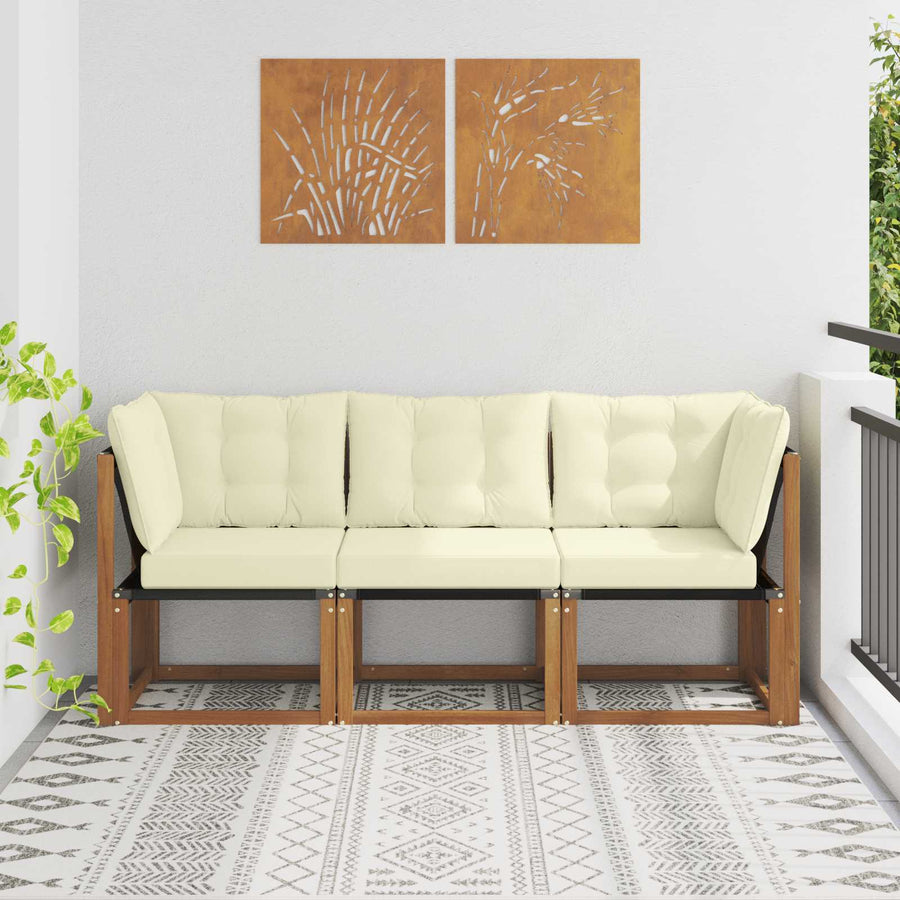 Outdoor Midden- en Hoeksalon met kussen 3 Stuk Naturel