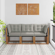 Modulaire hoeksalon massief acaciahout naturel 185,5x63x73 cm