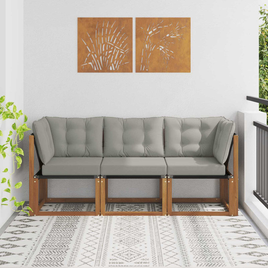 Outdoor Midden- en Hoeksalon met kussen 3 Stuk Naturel