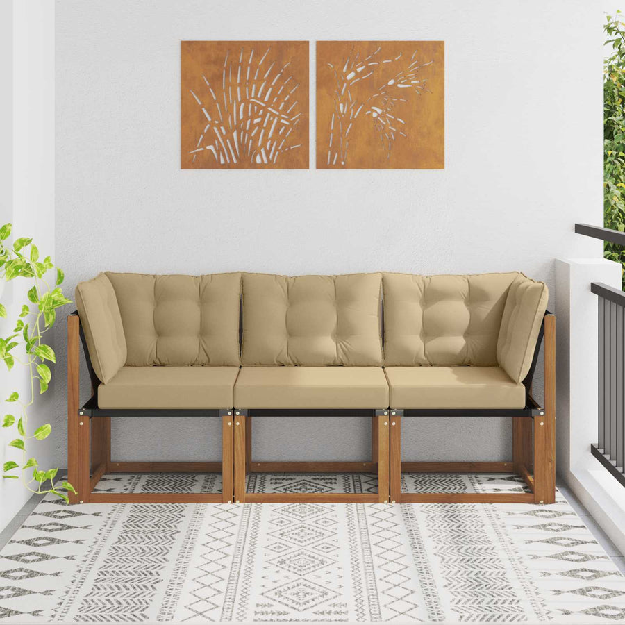 Outdoor Midden- en Hoeksalon met kussen 3 Stuk Naturel
