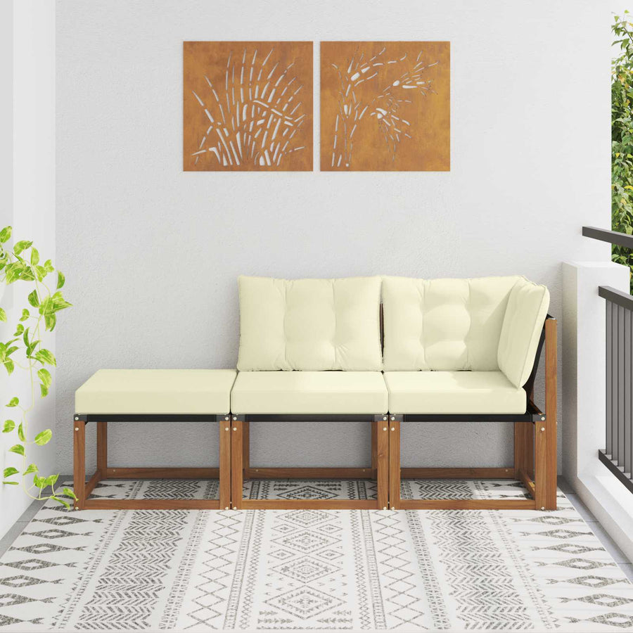 Modulaire buitensofa eenheden met kussen 3 Stuk Naturel