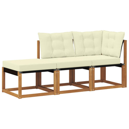 Modulaire buitensofa eenheden met kussen 3 Stuk Naturel