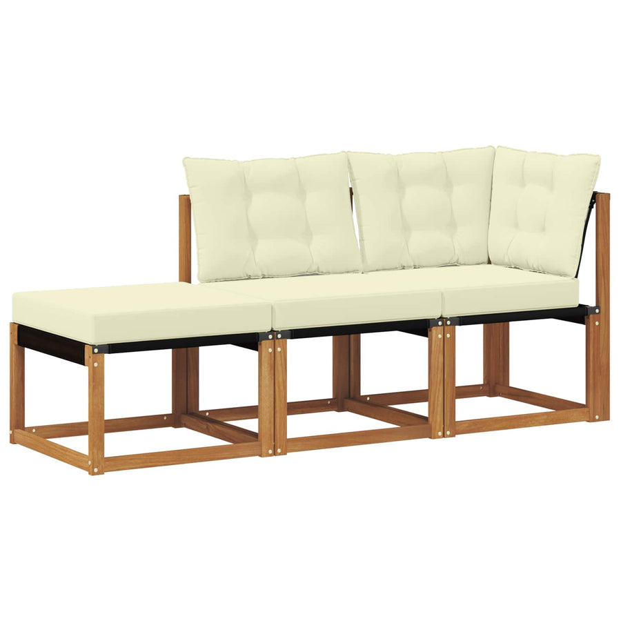 Modulaire buitensofa eenheden met kussen 3 Stuk Naturel