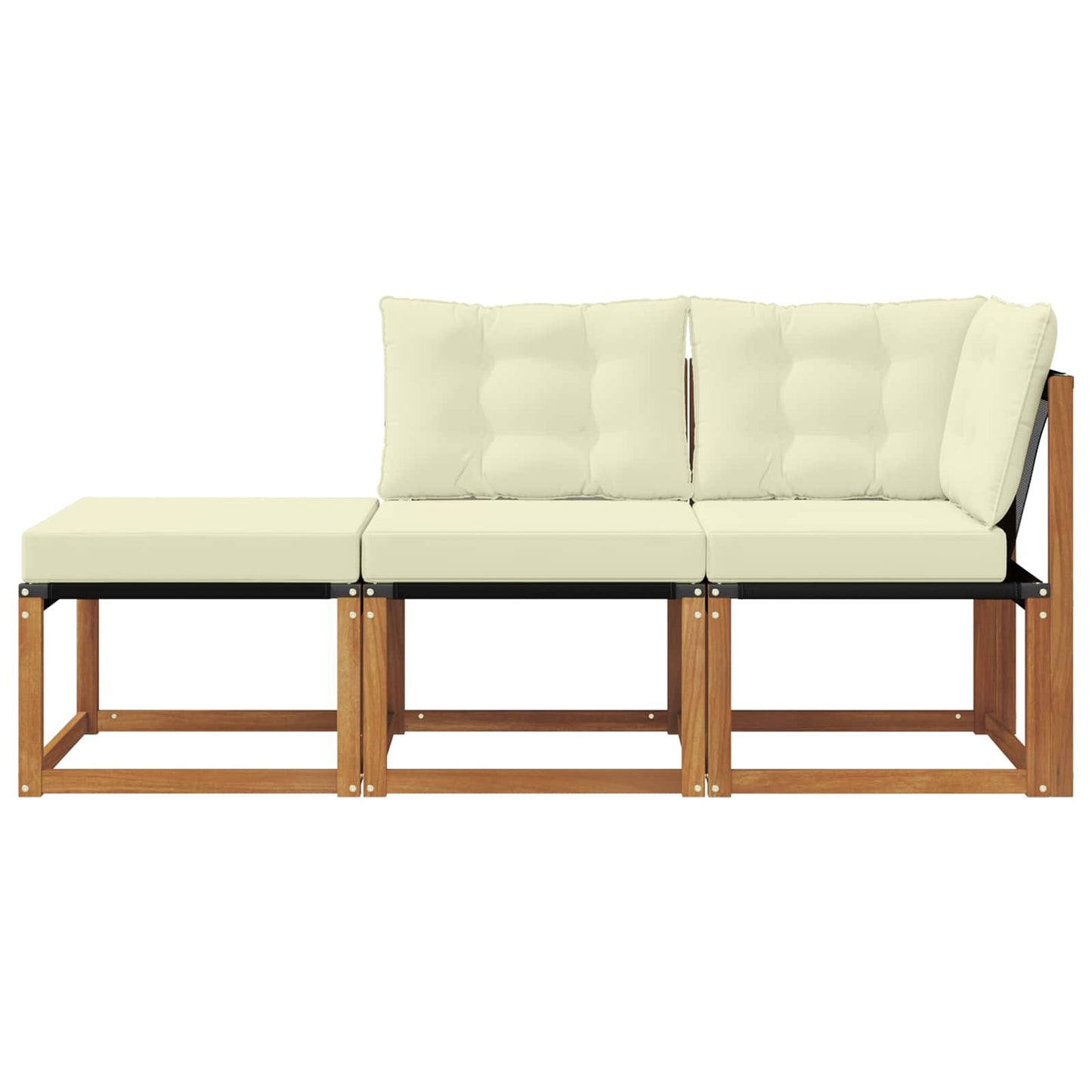 Modulaire buitensofa eenheden met kussen 3 Stuk Naturel