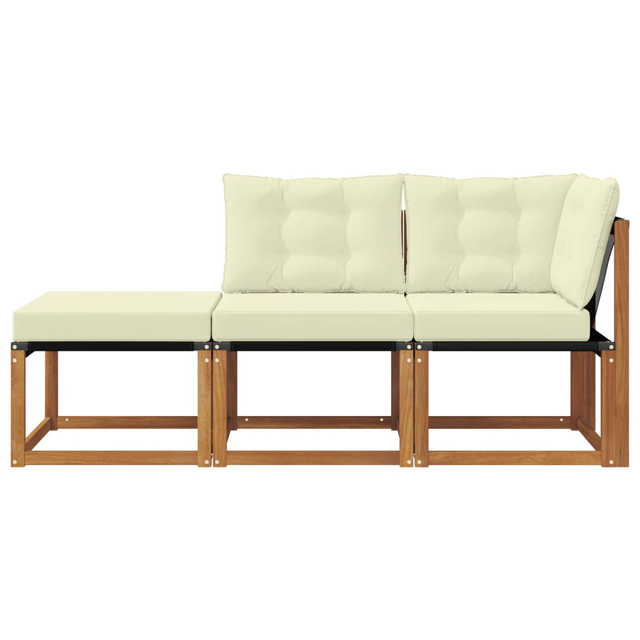 Modulaire buitensofa eenheden met kussen 3 Stuk Naturel