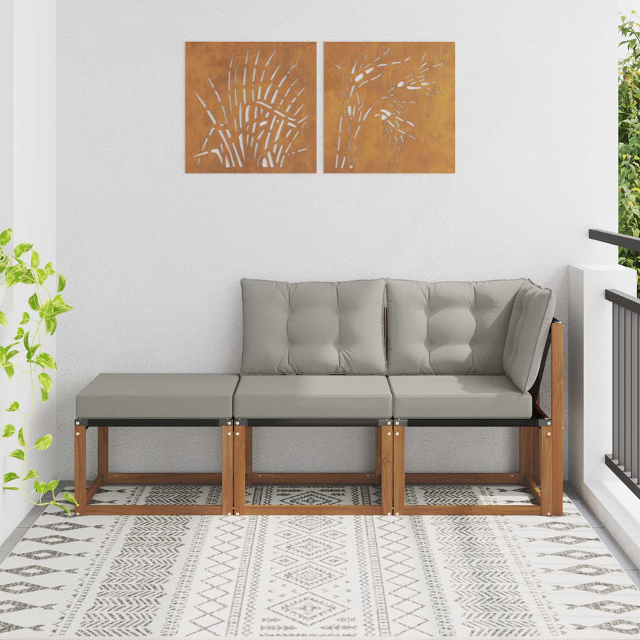 Modulaire buitensofa eenheden met kussen 3 Stuk Naturel