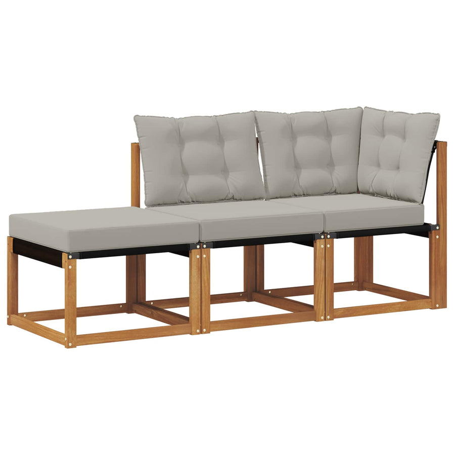 Modulaire buitensofa eenheden met kussen 3 Stuk Naturel