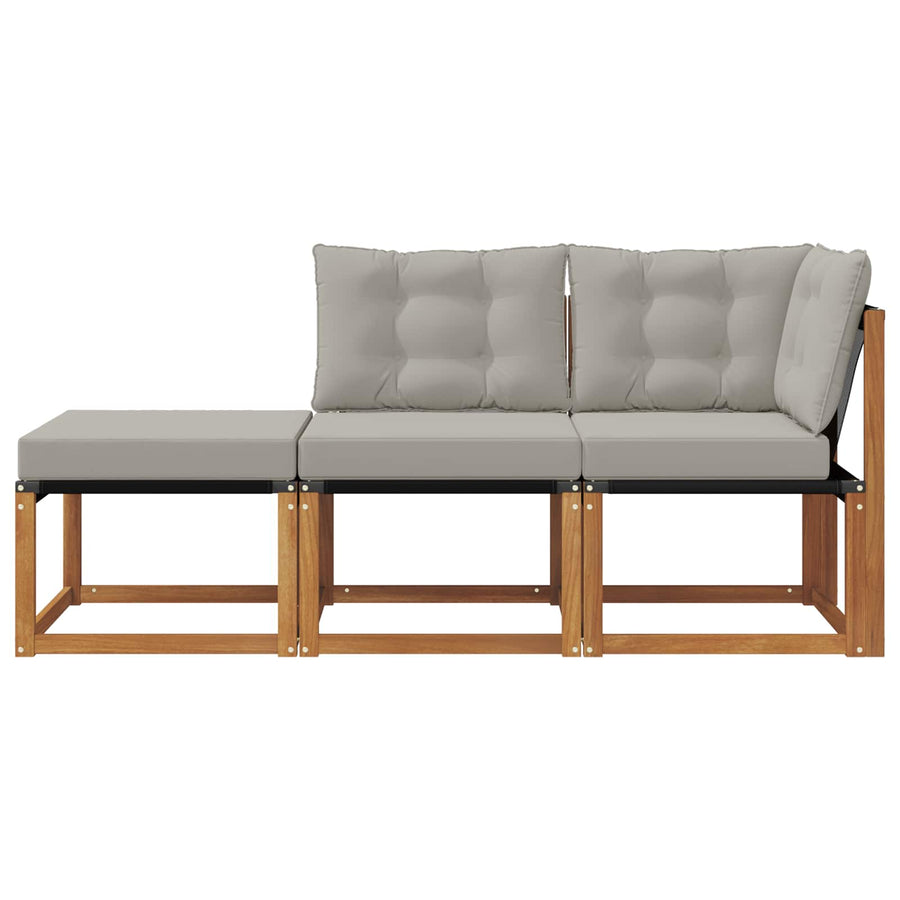 Modulaire buitensofa eenheden met kussen 3 Stuk Naturel