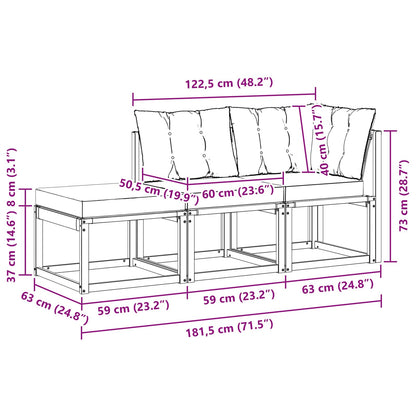 Modulaire buitensofa eenheden met kussen 3 Stuk Naturel