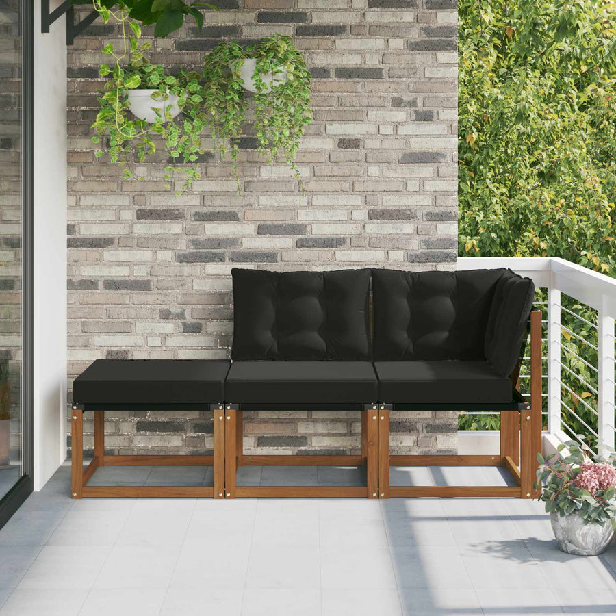 Modulaire buitensofa eenheden met kussen 3 Stuk Naturel