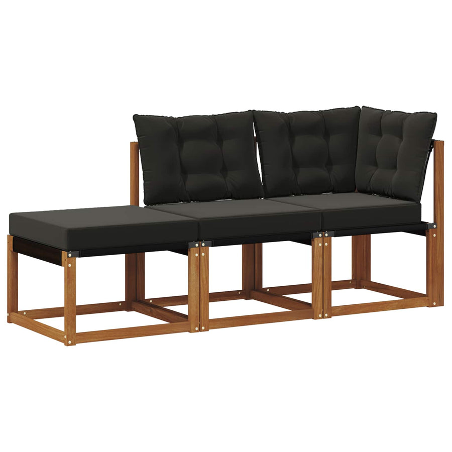 Modulaire buitensofa eenheden met kussen 3 Stuk Naturel