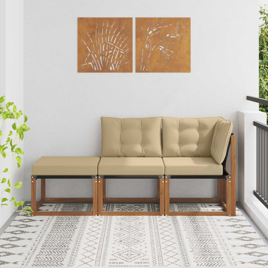 Modulaire buitensofa eenheden 3 Stuk Natuurlijk en Beige