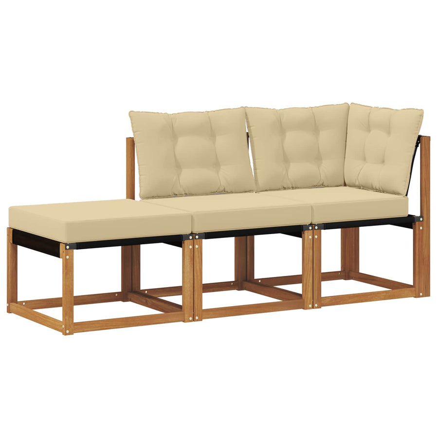 Modulaire buitensofa eenheden 3 Stuk Natuurlijk en Beige