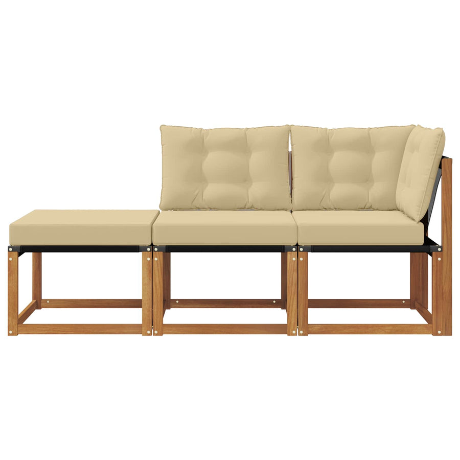 Modulaire buitensofa eenheden 3 Stuk Natuurlijk en Beige