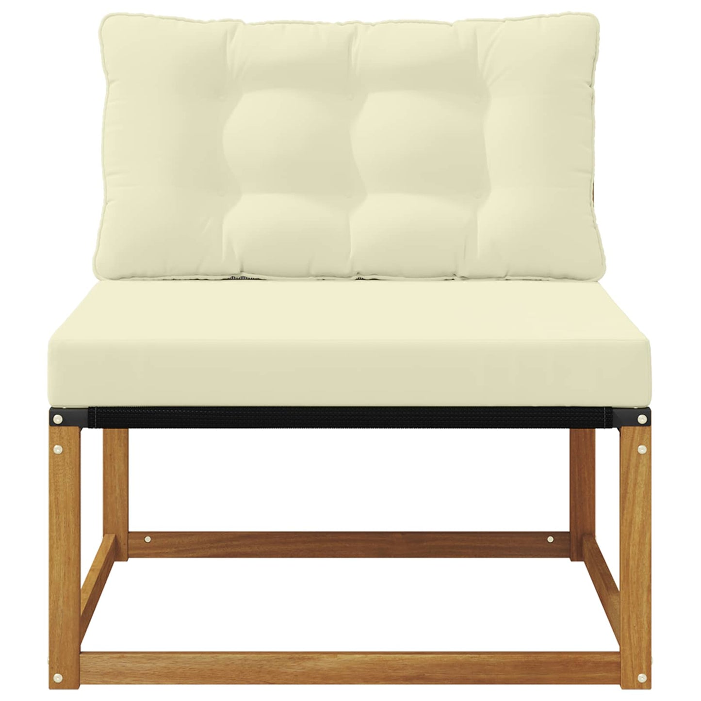 Buiten Midden Sofa Massief Acaciahout Naturel Natuurlijk en crème