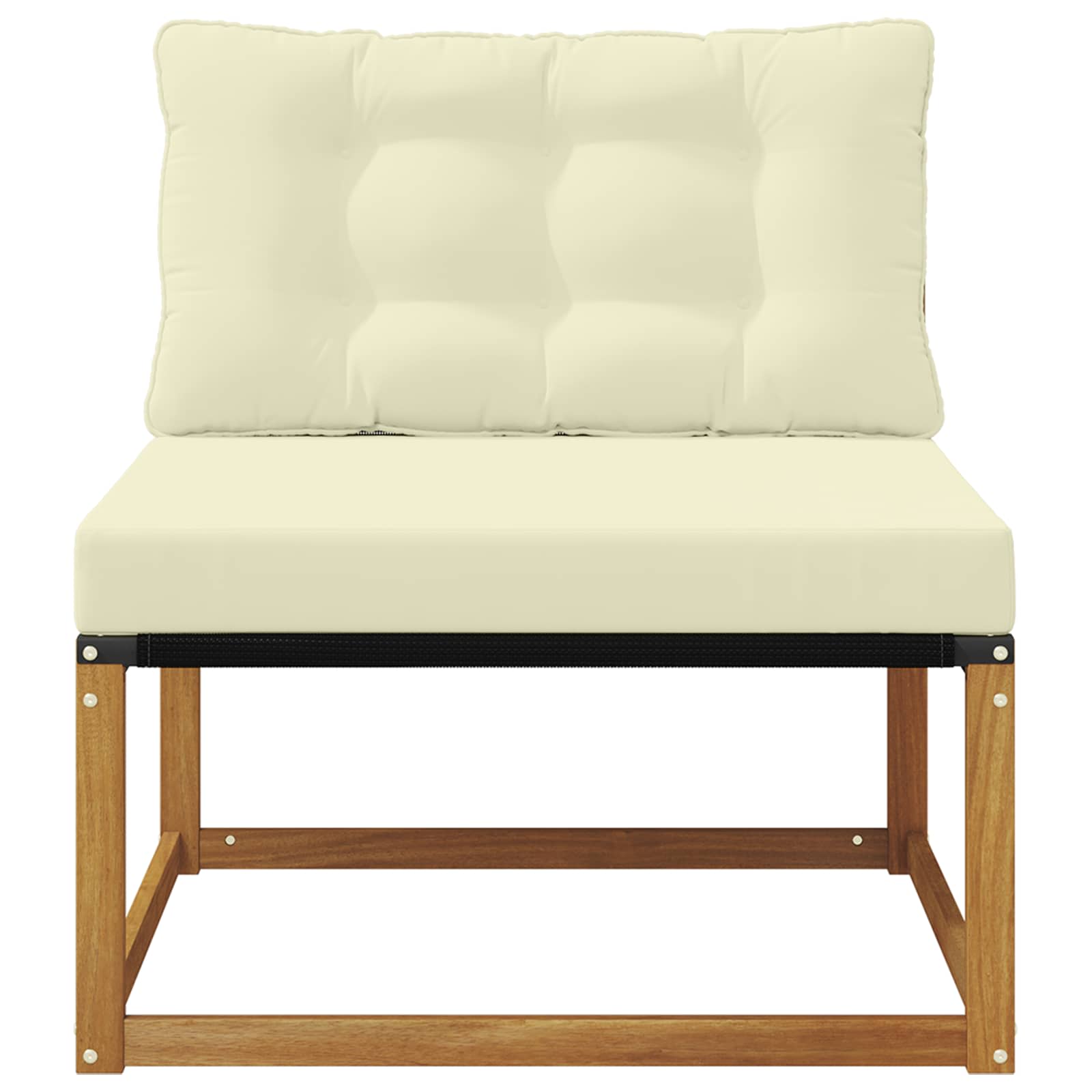 Buiten Midden Sofa Massief Acaciahout Naturel Natuurlijk en crème