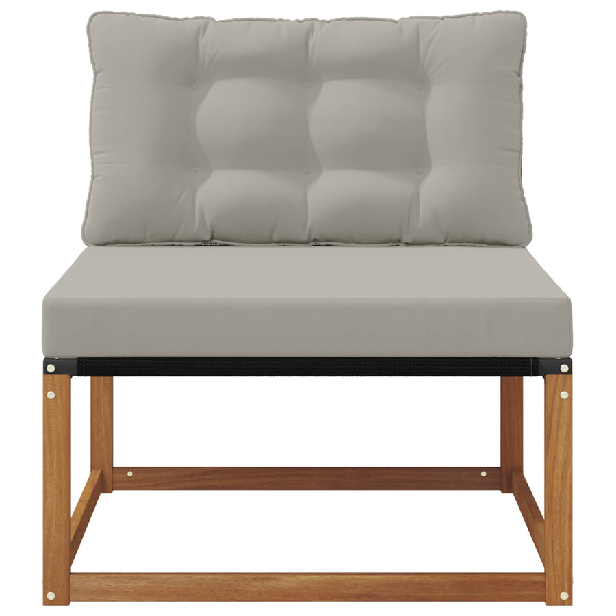 Buiten Midden Sofa Massief Acaciahout Naturel Natuurlijk en lichtgrijs