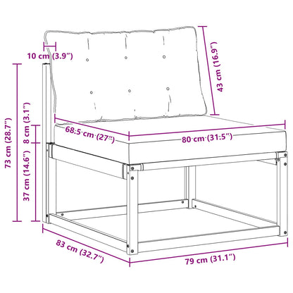 Buiten Midden Sofa Massief Acaciahout Naturel Natuurlijk en lichtgrijs
